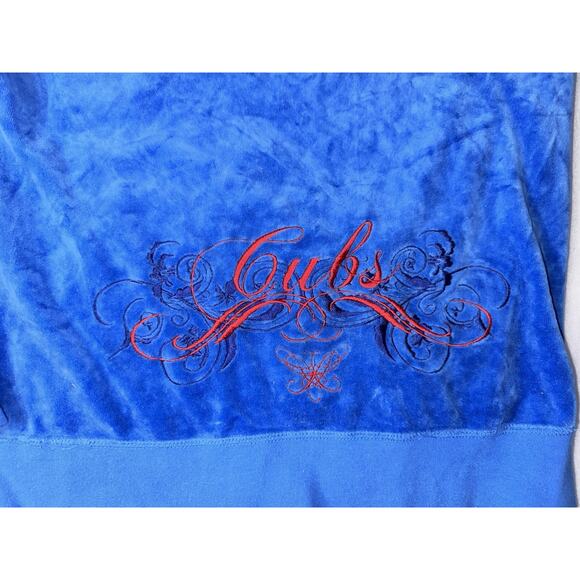 TOUCH ALYSSA MILANO MLB CHICAGO CUBS VELOUR JACKET BLUE Large - Picture 7 of 15